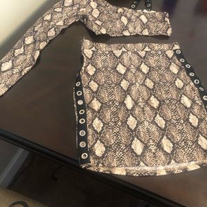 Snake Print Skirt Set